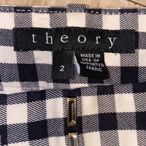Theory Izelle S. Barnet Check Cropped Pants in Black and White size 2 - Picture 7 of 16